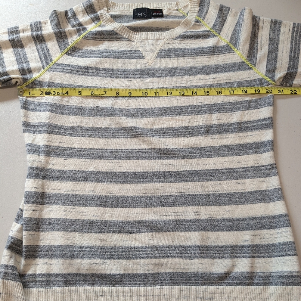 KERSH SWEATER Lightweight STRIPED NEON YELLOW TRIM - Picture 9 of 9